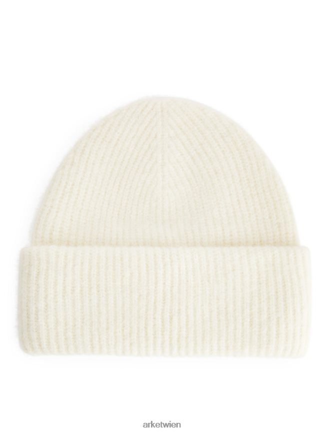 ARKET Doppelt gefaltete Alpaka-Merino-Mütze cremefarben Frauen 8RF08T902 Zubehör
