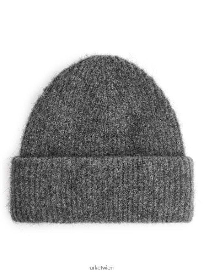 ARKET Doppelt gefaltete Alpaka-Merino-Mütze dunkelgrau Frauen 8RF08T901 Zubehör