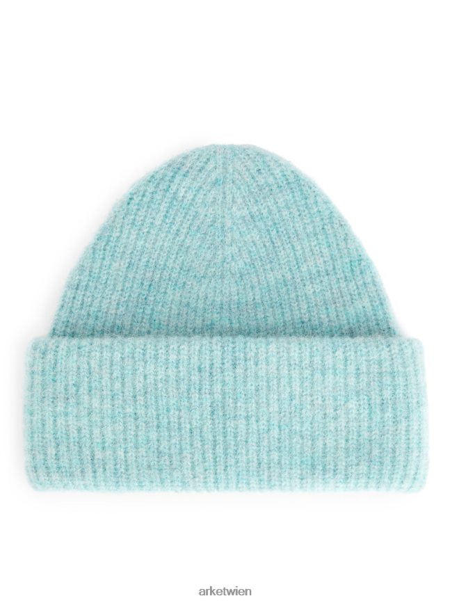 ARKET Doppelt gefaltete Alpaka-Merino-Mütze helles Türkis Frauen 8RF08T897 Zubehör
