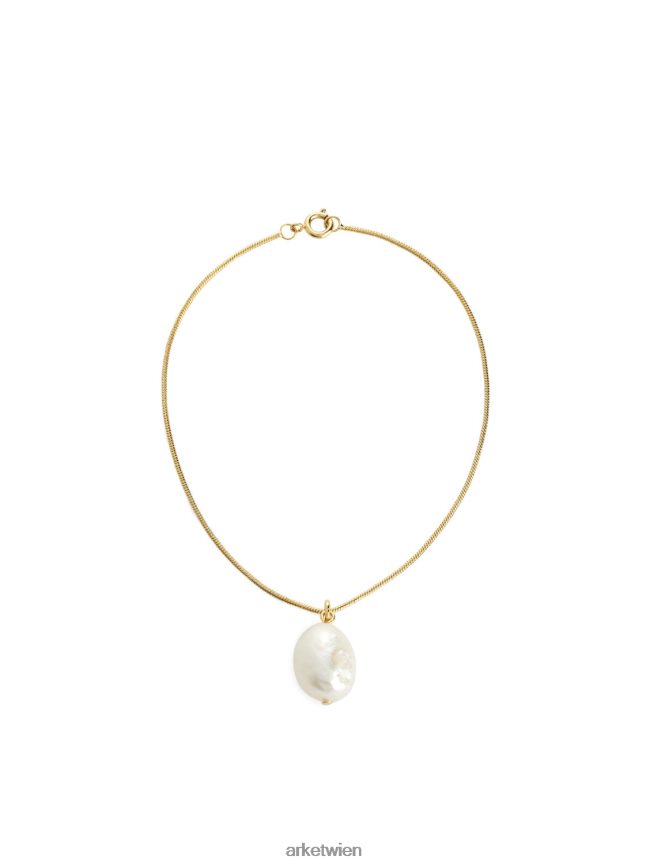 ARKET Fußkettchen mit Süßwasserperlen-Anhänger gold/weiß Frauen 8RF08T787 Zubehör