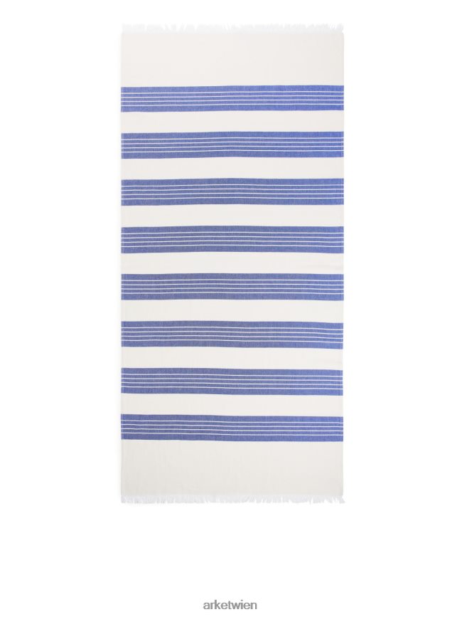 ARKET Stranddecke aus Baumwolle Blau Weiss unisex 8RF08T631 Haushaltswaren