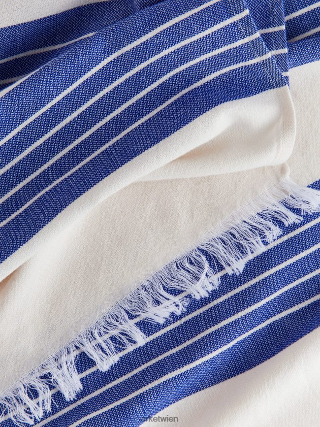 ARKET Stranddecke aus Baumwolle Blau Weiss unisex 8RF08T631 Haushaltswaren