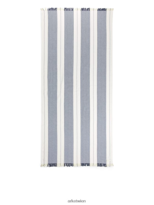 ARKET Stranddecke aus Baumwolle weiß Blau unisex 8RF08T1357 Haushaltswaren