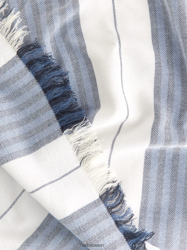 ARKET Stranddecke aus Baumwolle weiß Blau unisex 8RF08T1357 Haushaltswaren