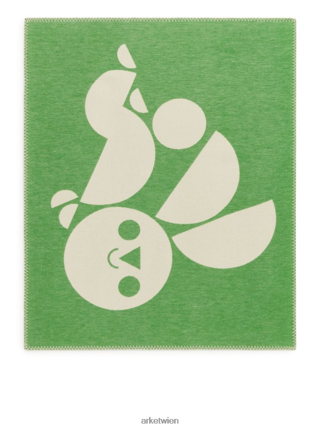 ARKET Künstler-Edition-Baumwolldecke Grün Weiß unisex 8RF08T1745 Haushaltswaren