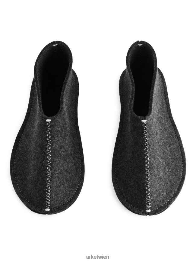 ARKET Pia Wallen Wollhausschuhe dunkelgrau meliert unisex 8RF08T721 Haushaltswaren