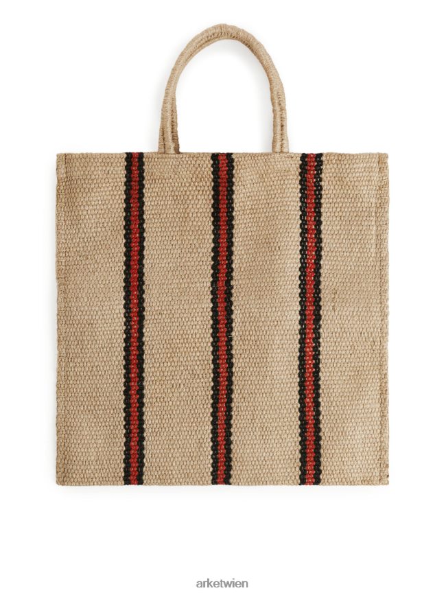 ARKET Schildkrötentaschen, gestreifte Tragetasche beige/rot unisex 8RF08T1356 Haushaltswaren