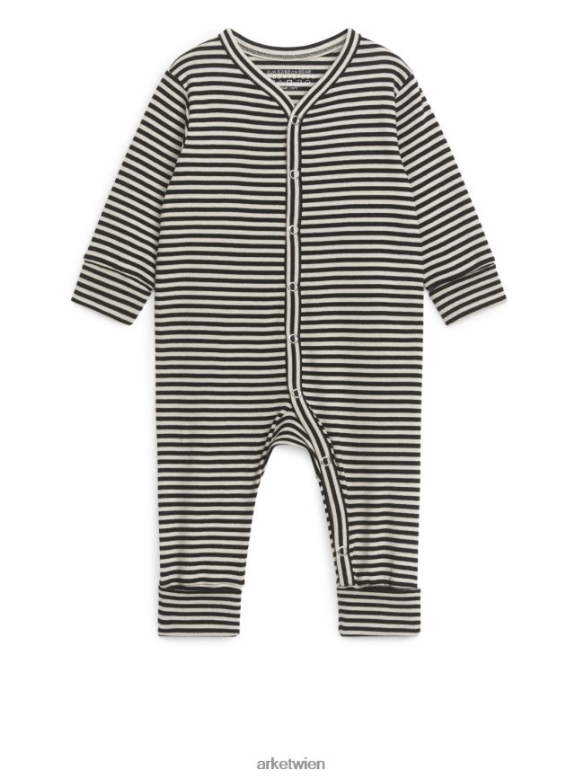 ARKET All-in-One-Pyjama-Set mit 2 Stück hellbeige/schwarz Kinder 8RF08T1753 Kleidung