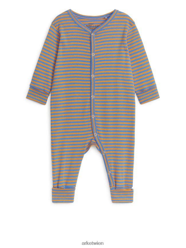 ARKET All-in-One-Pyjama blau/orange Kinder 8RF08T1685 Kleidung