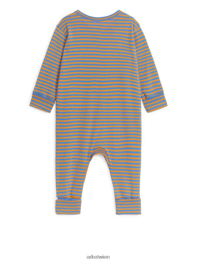 ARKET All-in-One-Pyjama blau/orange Kinder 8RF08T1685 Kleidung