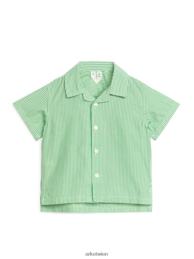 ARKET Baby-Resort-Shirt Grün Weiß Kinder 8RF08T1710 Kleidung