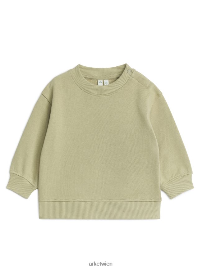 ARKET Baumwoll-Sweatshirt mit lockerer Passform helles Khakigrün Kinder 8RF08T1762 Kleidung