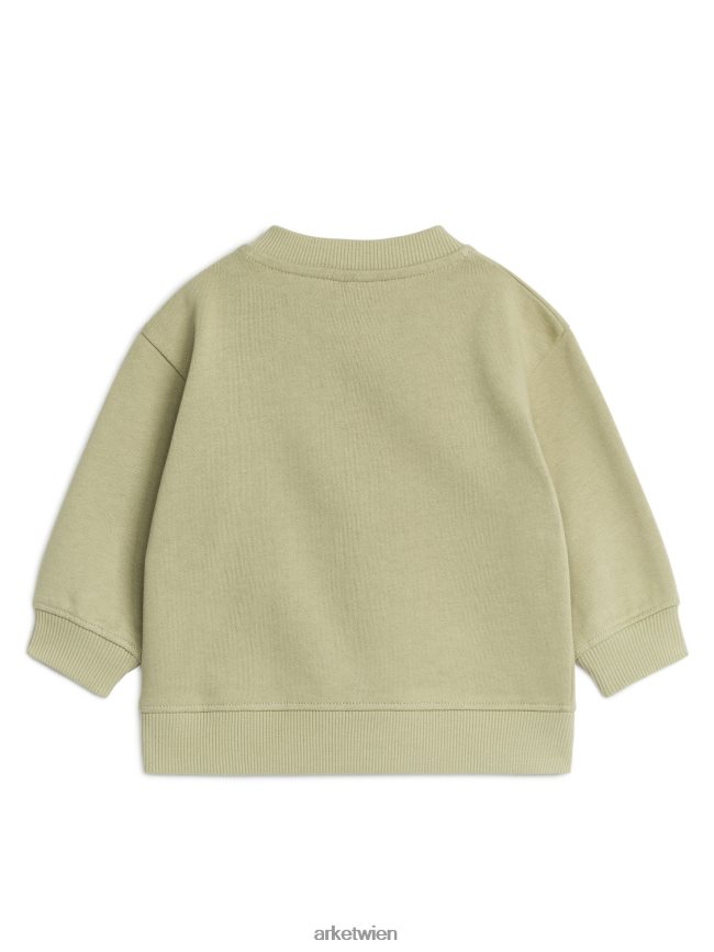 ARKET Baumwoll-Sweatshirt mit lockerer Passform helles Khakigrün Kinder 8RF08T1762 Kleidung