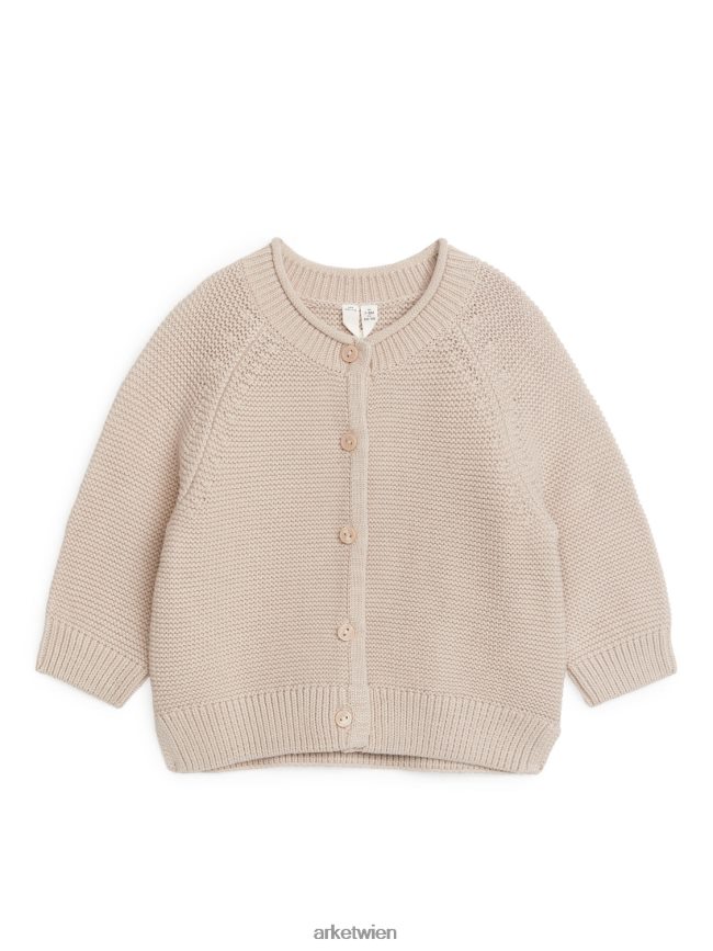 ARKET Gestrickte Strickjacke aus Baumwolle Beige Kinder 8RF08T1764 Kleidung