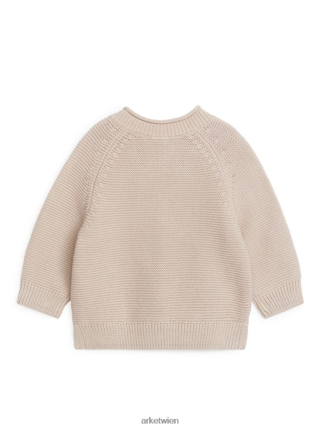 ARKET Gestrickte Strickjacke aus Baumwolle Beige Kinder 8RF08T1764 Kleidung