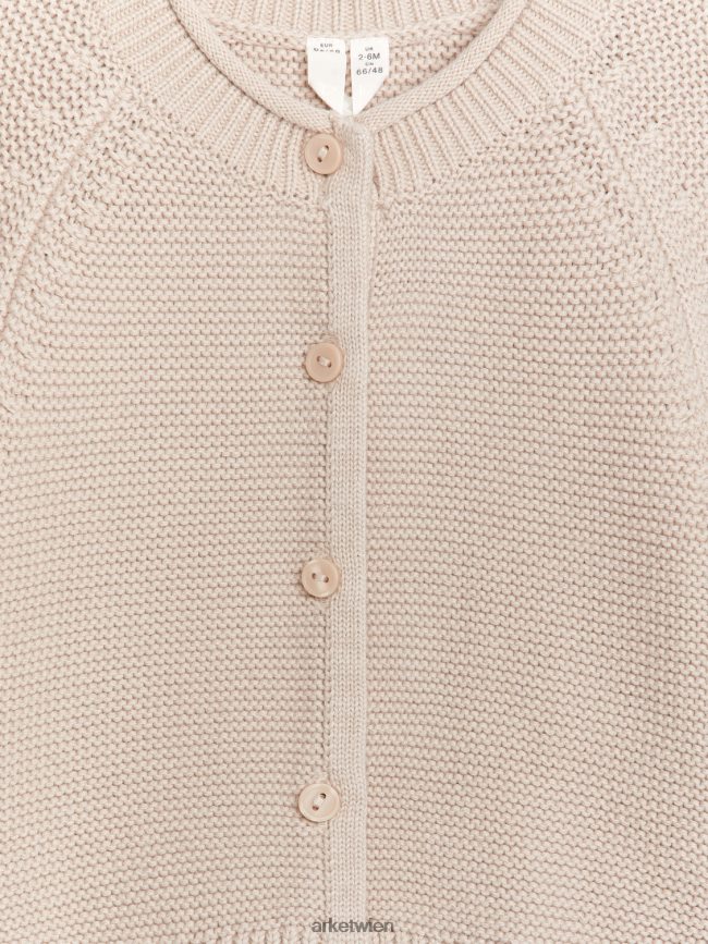 ARKET Gestrickte Strickjacke aus Baumwolle Beige Kinder 8RF08T1764 Kleidung