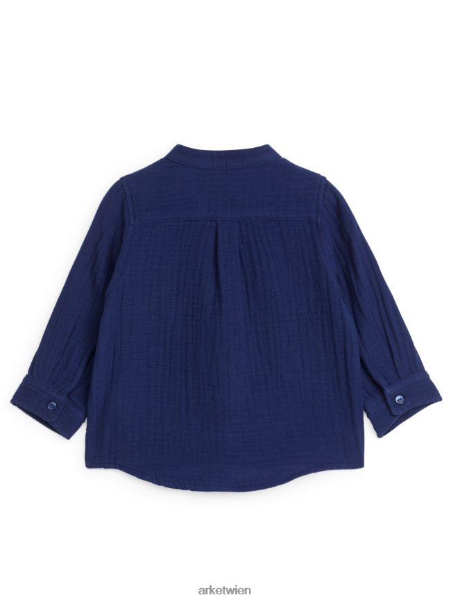 ARKET Hemd aus Baumwoll-Musselin Dunkelblau Kinder 8RF08T1717 Kleidung