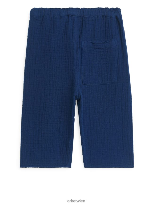 ARKET Hose aus Baumwoll-Musselin Dunkelblau Kinder 8RF08T1769 Kleidung
