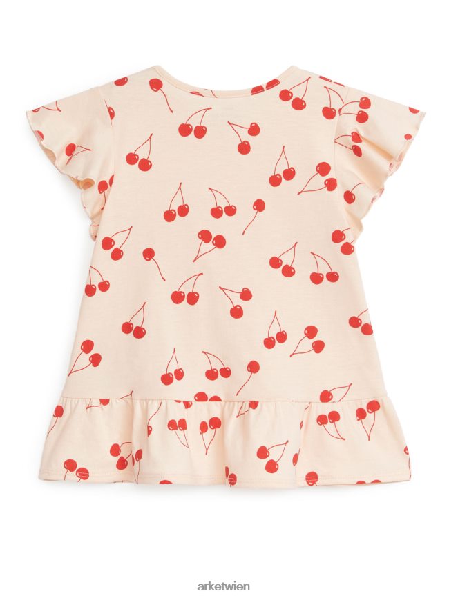 ARKET Kleid aus Jersey mit Rüschen helles Orange/Kirschen Kinder 8RF08T1690 Kleidung