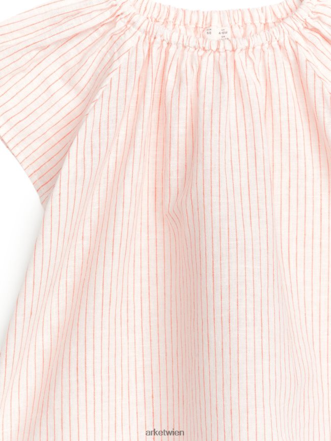 ARKET Kleid aus Leinen-Baumwolle gebrochenes Weiß/Orange Kinder 8RF08T1720 Kleidung