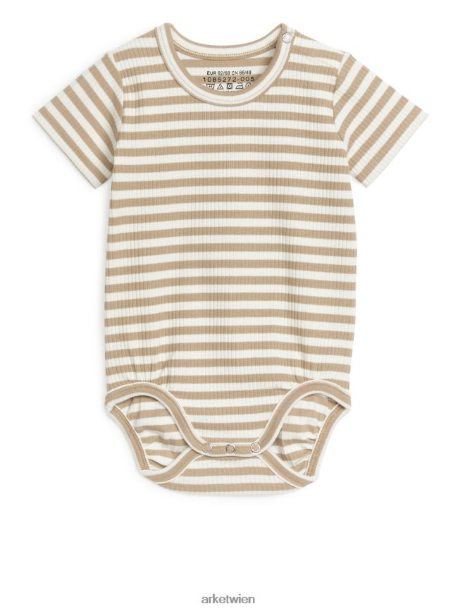 ARKET Kurzarm-Body aus Baumwolle beige/cremeweiß Kinder 8RF08T1750 Kleidung
