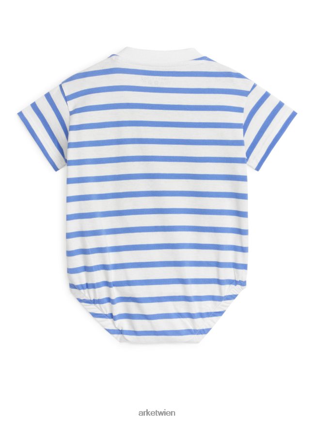 ARKET Kurzarm-Strampler aus Jersey Blau Weiss Kinder 8RF08T1751 Kleidung