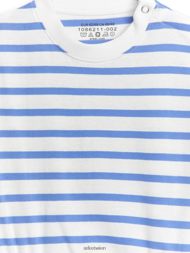 ARKET Kurzarm-Strampler aus Jersey Blau Weiss Kinder 8RF08T1751 Kleidung