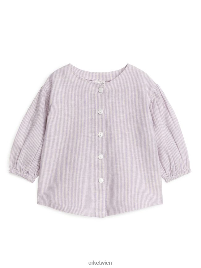 ARKET Leinenbluse lila/weiß Kinder 8RF08T1757 Kleidung