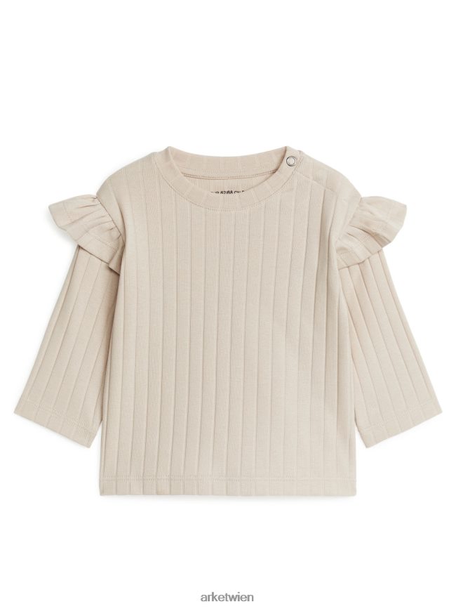 ARKET Oberteil aus Jersey mit Rüschen Beige Kinder 8RF08T1761 Kleidung