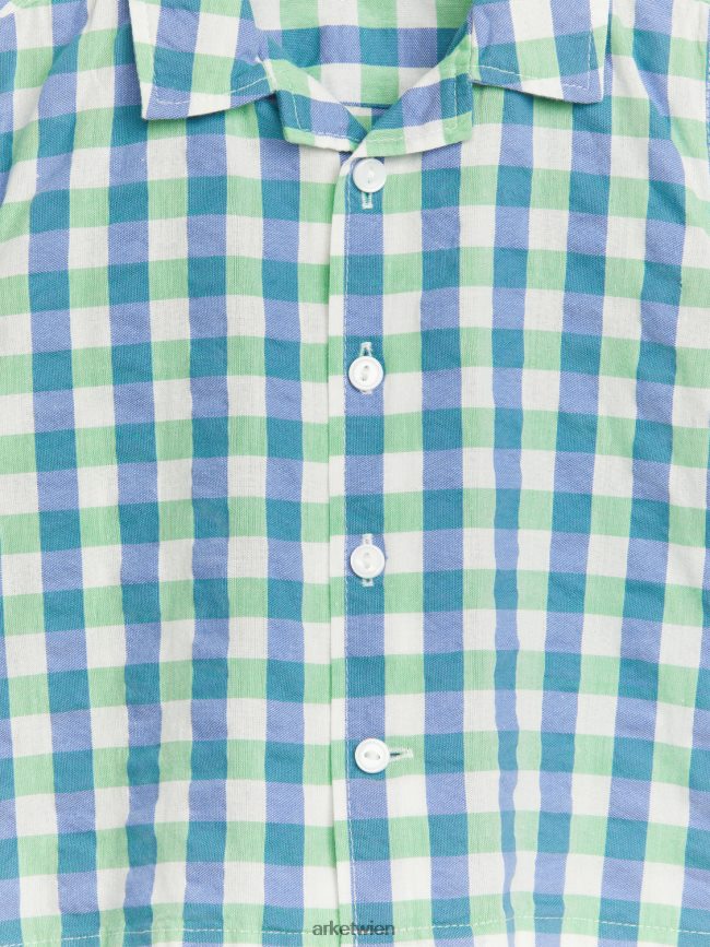 ARKET Seersucker-Hemd Grün blau Kinder 8RF08T1704 Kleidung