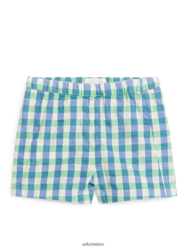 ARKET Seersucker-Shorts Grün blau Kinder 8RF08T1705 Kleidung