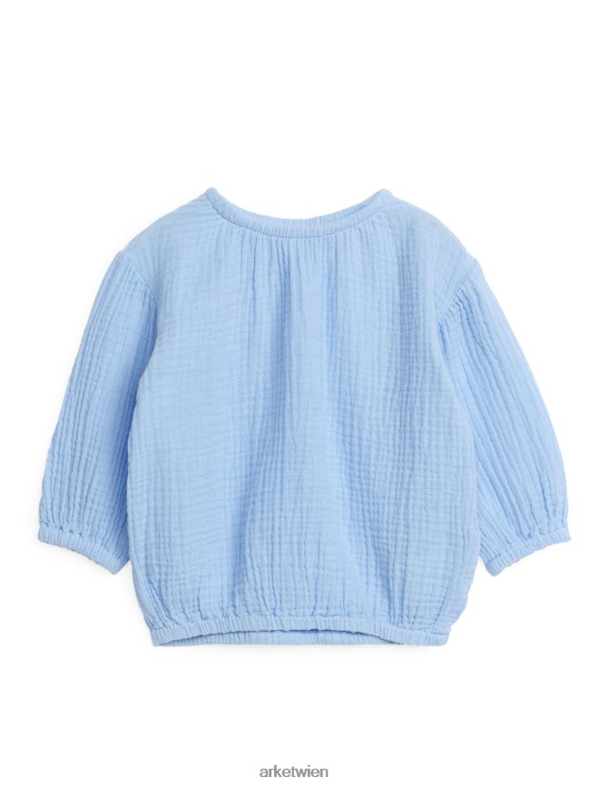ARKET Seihstoffbluse mit Ballonärmeln hellblau Kinder 8RF08T1718 Kleidung