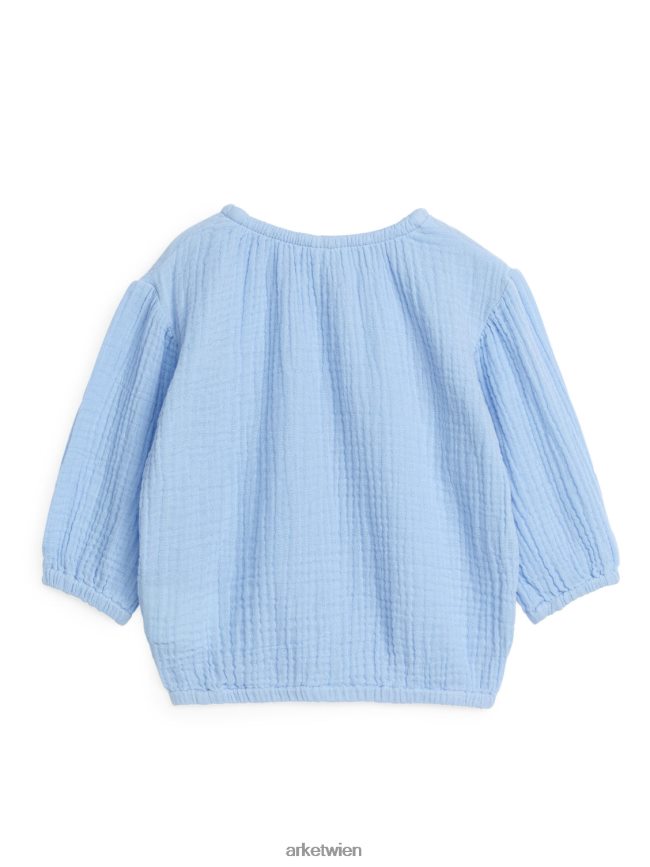 ARKET Seihstoffbluse mit Ballonärmeln hellblau Kinder 8RF08T1718 Kleidung