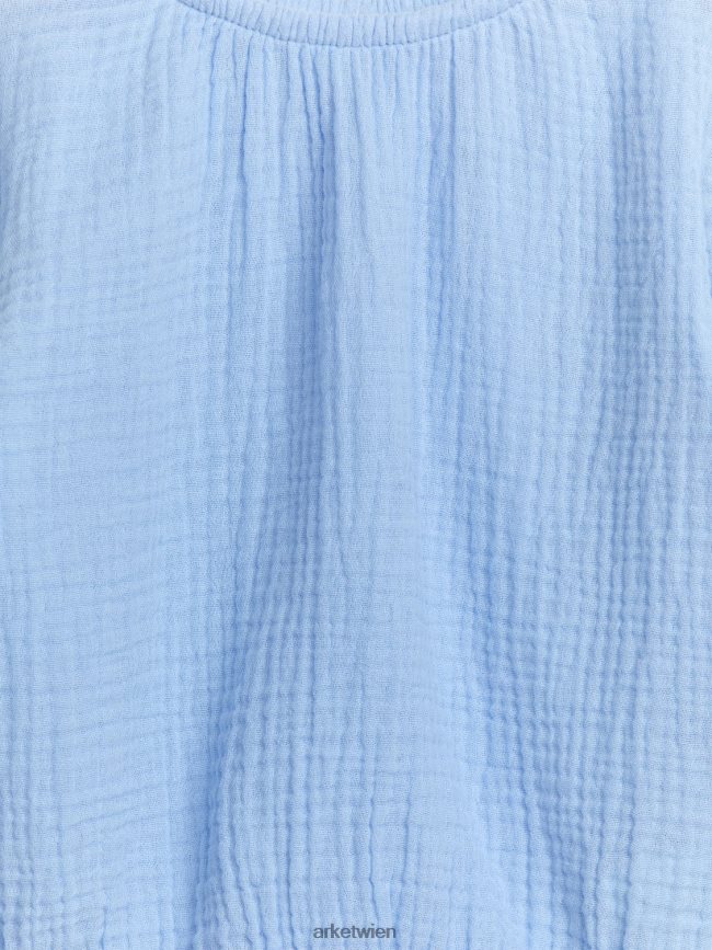 ARKET Seihstoffbluse mit Ballonärmeln hellblau Kinder 8RF08T1718 Kleidung