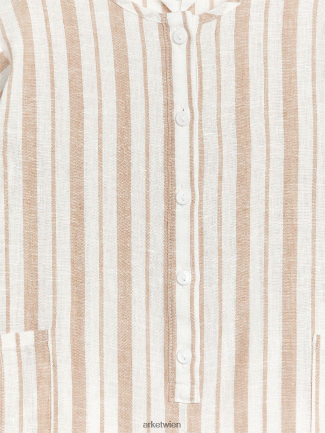 ARKET Strampler aus Leinen Beige/Streifen Kinder 8RF08T1700 Kleidung