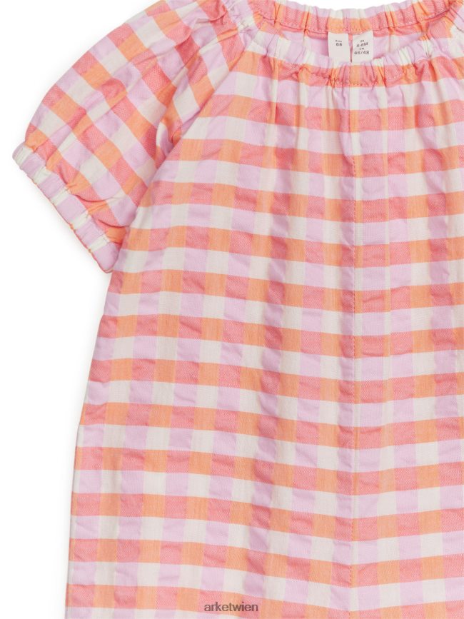 ARKET Strampler aus Seersucker orange/kariert Kinder 8RF08T1708 Kleidung