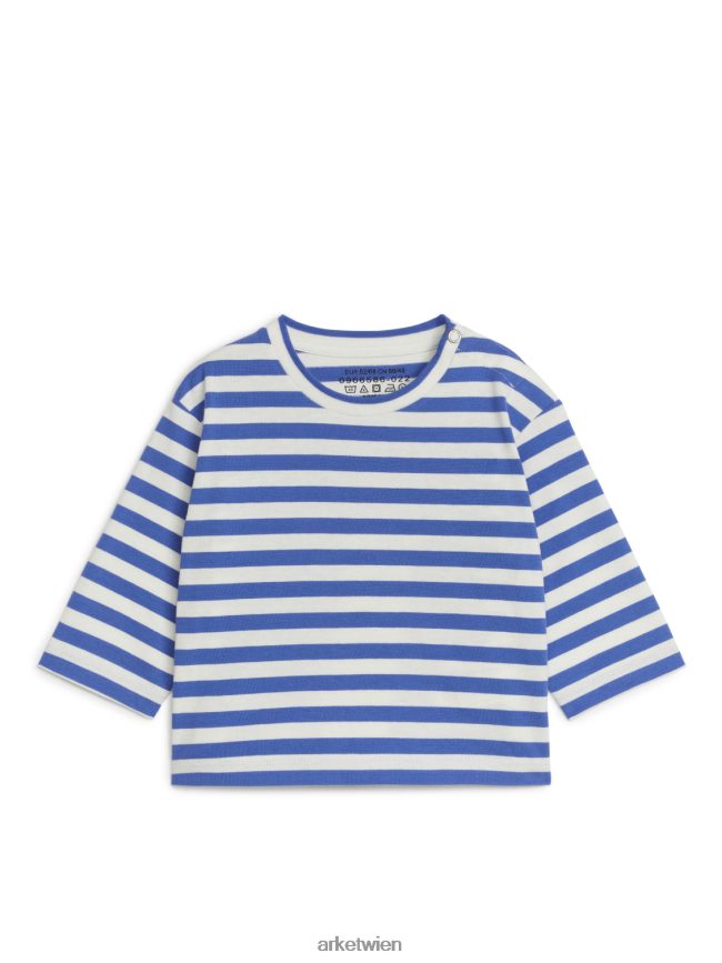 ARKET langärmliges Oberteil gebrochenes Weiß/Blau Kinder 8RF08T1746 Kleidung