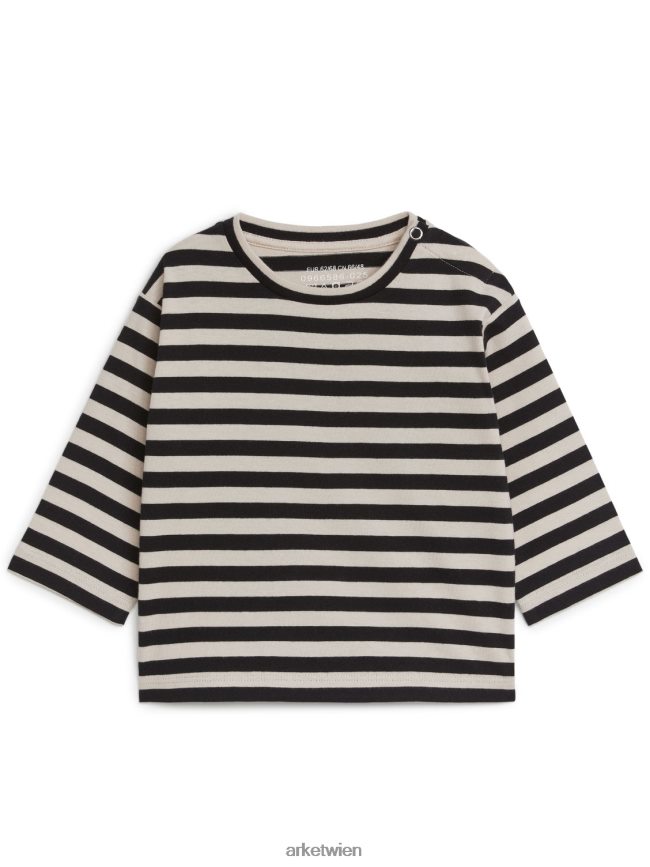 ARKET langärmliges Oberteil schwarz/beige Kinder 8RF08T1735 Kleidung