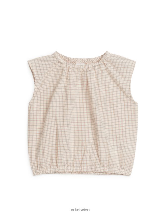 ARKET Ärmelloses Seersucker-Top beige/kariert Kinder 8RF08T1702 Kleidung