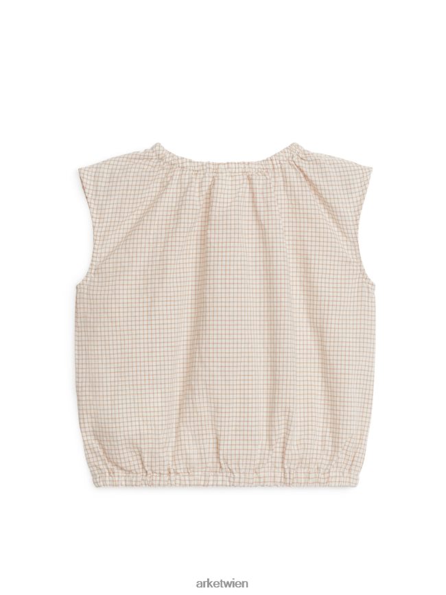 ARKET Ärmelloses Seersucker-Top beige/kariert Kinder 8RF08T1702 Kleidung