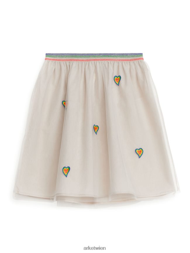 ARKET bestickter Tüllrock beige/mehrfarbig Kinder 8RF08T1391 Kleidung