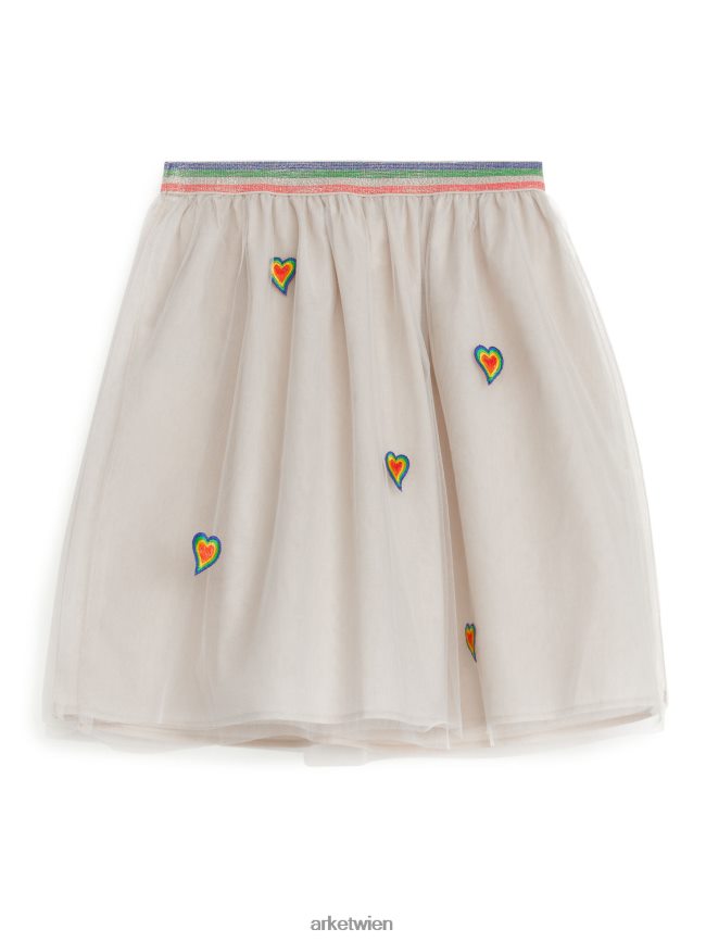 ARKET bestickter Tüllrock beige/mehrfarbig Kinder 8RF08T1391 Kleidung