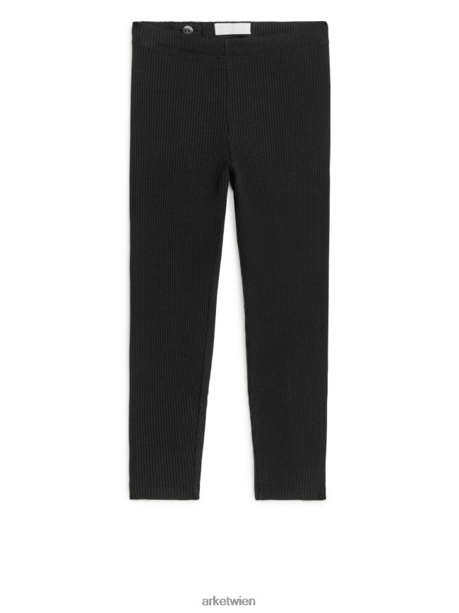ARKET Leggings aus Rippjersey Schwarz Kinder 8RF08T1589 Kleidung