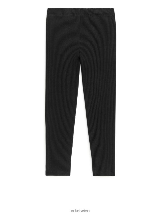 ARKET Leggings aus Rippjersey Schwarz Kinder 8RF08T1589 Kleidung