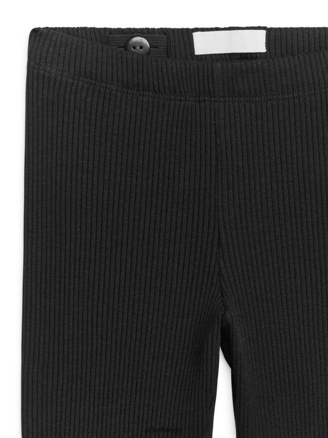 ARKET Leggings aus Rippjersey Schwarz Kinder 8RF08T1589 Kleidung