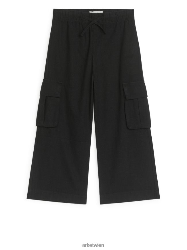 ARKET Utility-Hose aus Leinen Schwarz Kinder 8RF08T1563 Kleidung