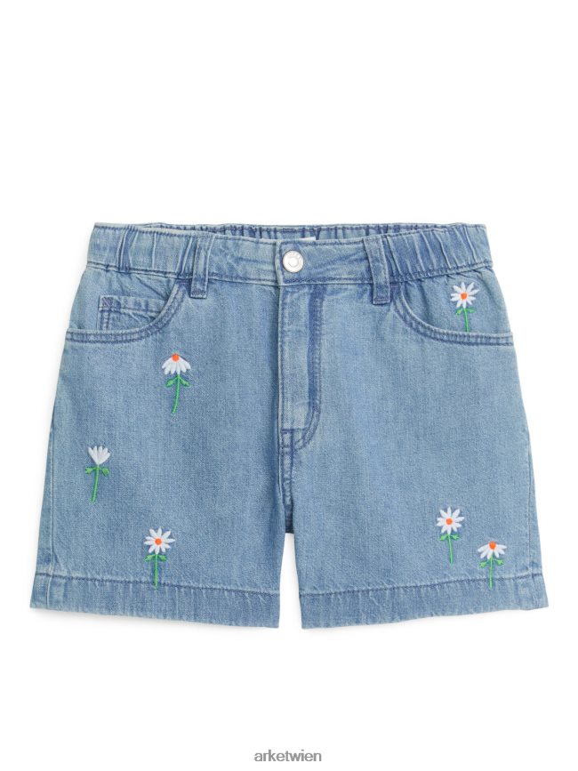 ARKET bestickte Jeansshorts hellblau Kinder 8RF08T1560 Kleidung