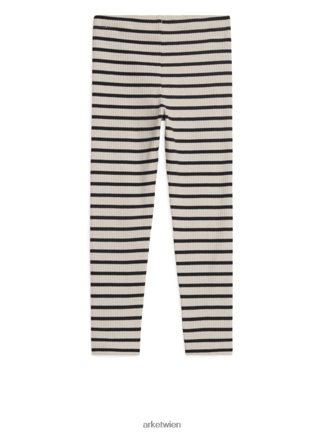 ARKET gerippte Leggings cremefarben/schwarz Kinder 8RF08T1584 Kleidung