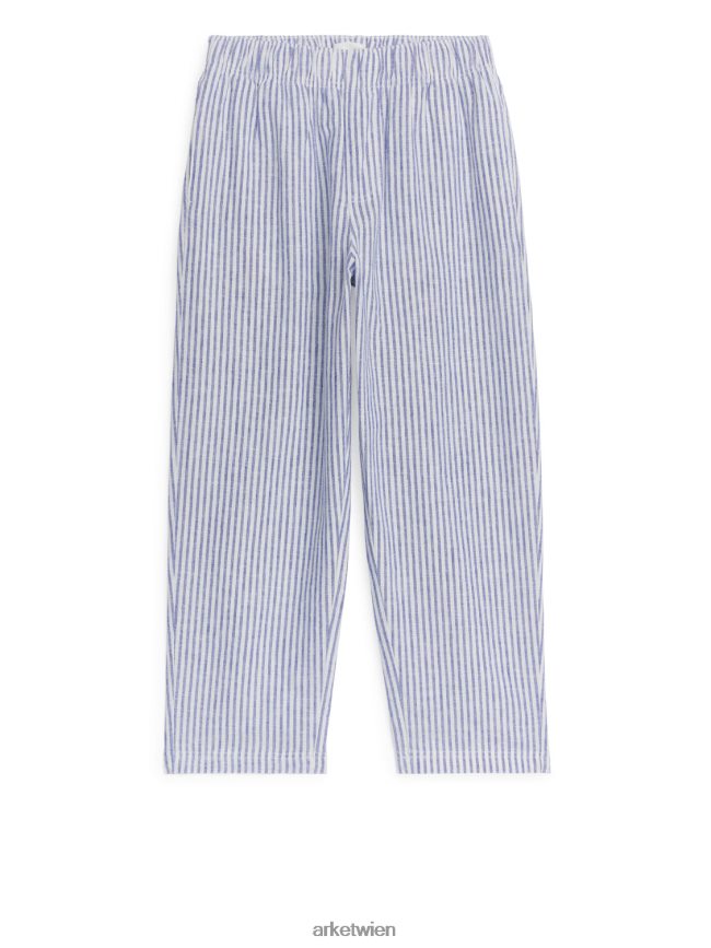 ARKET lässige Leinenhose blau/gestreift Kinder 8RF08T1562 Kleidung