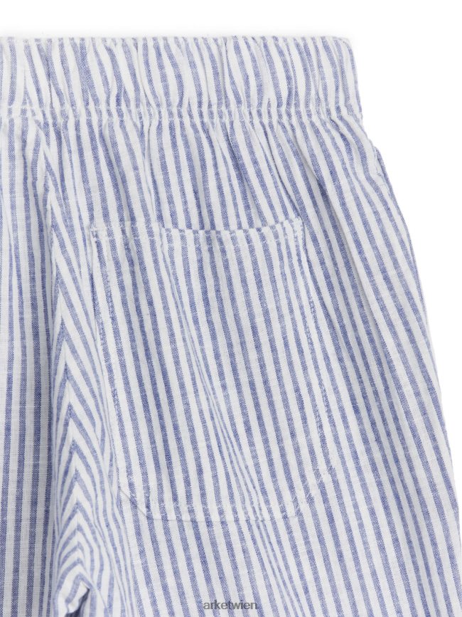 ARKET lässige Leinenhose blau/gestreift Kinder 8RF08T1562 Kleidung